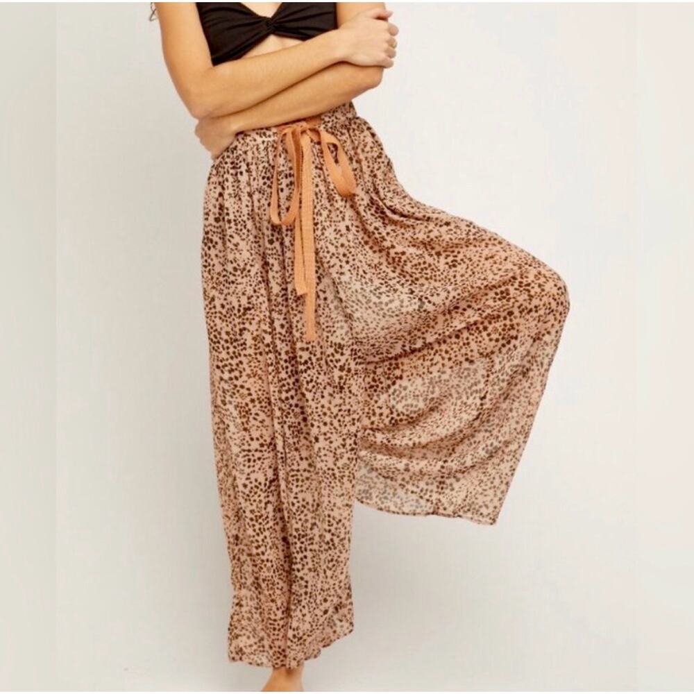 Free People Intimately Sleepin In Leopard Print Sheer Lounge Pant